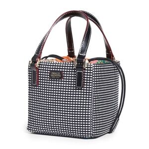 Frances Valentine Small Cube Top-Handle Bag Black &White Check - So Cute